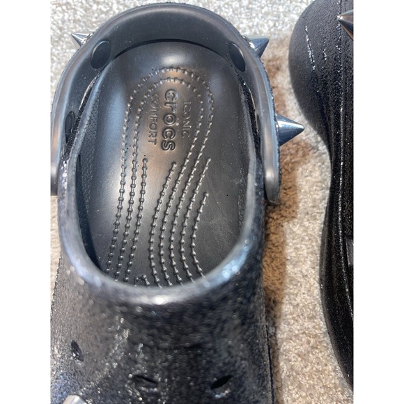 CROCS Classic BAE Glitter Stud Platform Shoes Women 8 Black Goth Chunky Rare - Picture 4 of 12
